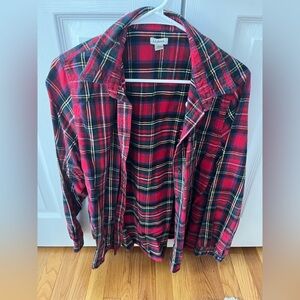 L.L. Bean Red Plaid Flannel Shirt